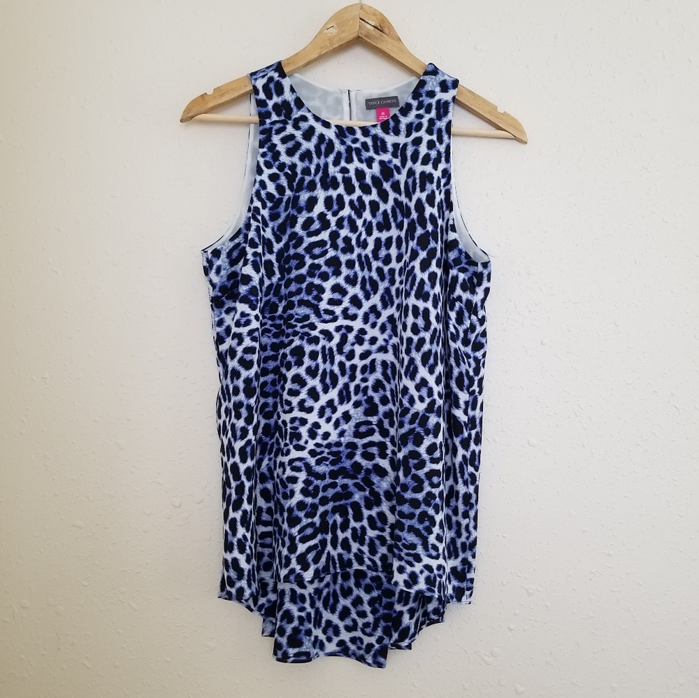 Vince Camuto Blue Cheetah Print Tank Top